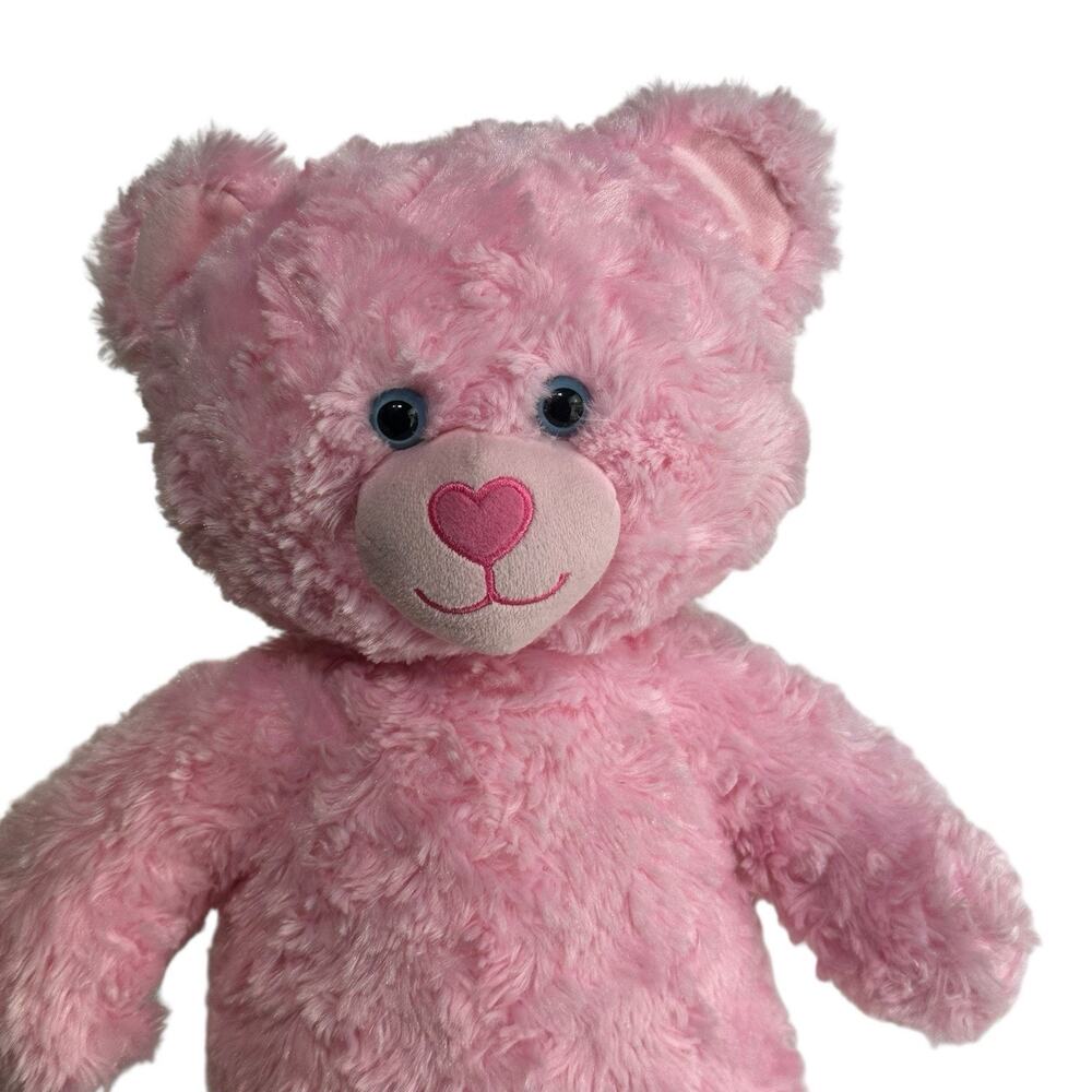 Build a Bear Pink Happy Hugs Plush Swirl Fur Teddy Baby Stuffed Animal Toy